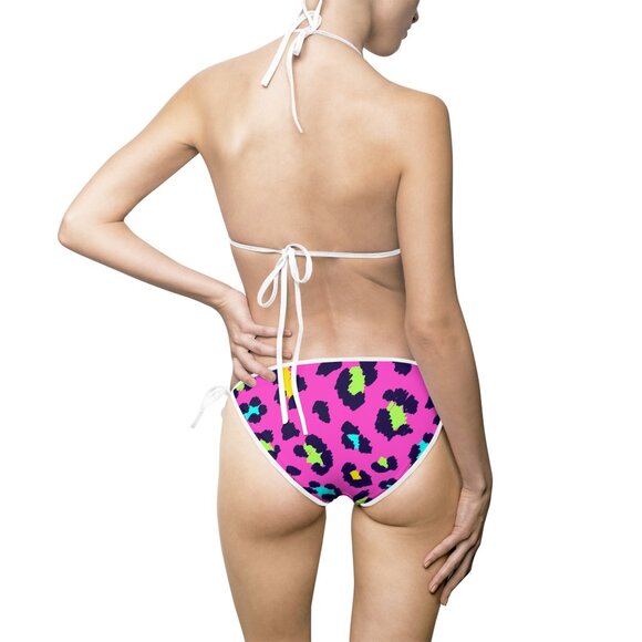Fierce Leopard Print Bikini Swimsuit for Women, Vibrant Summer Swimwear - Picture 4 of 5